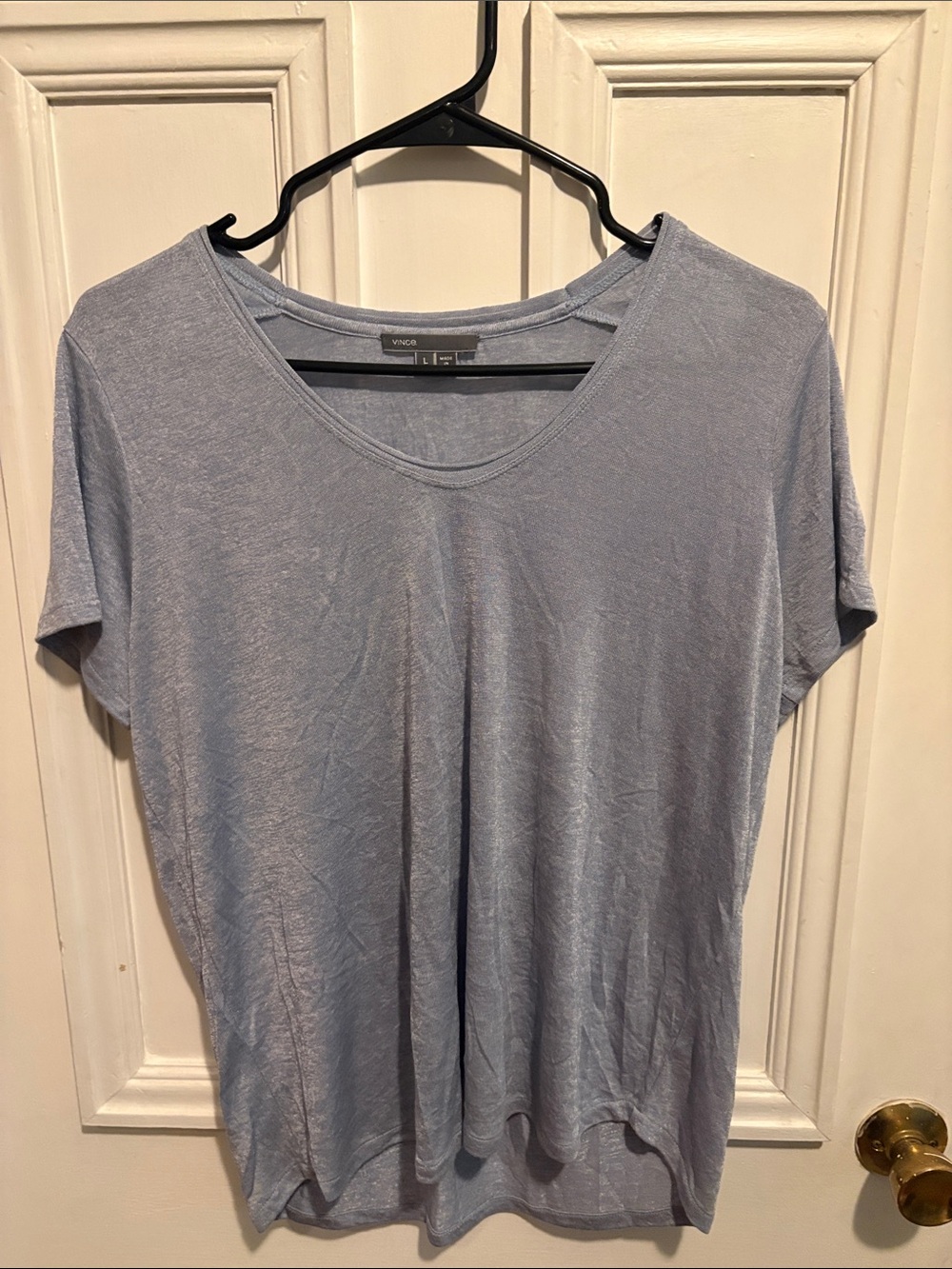 Vince Light Blue Scoop Neck Short Sleeve Tee - Large